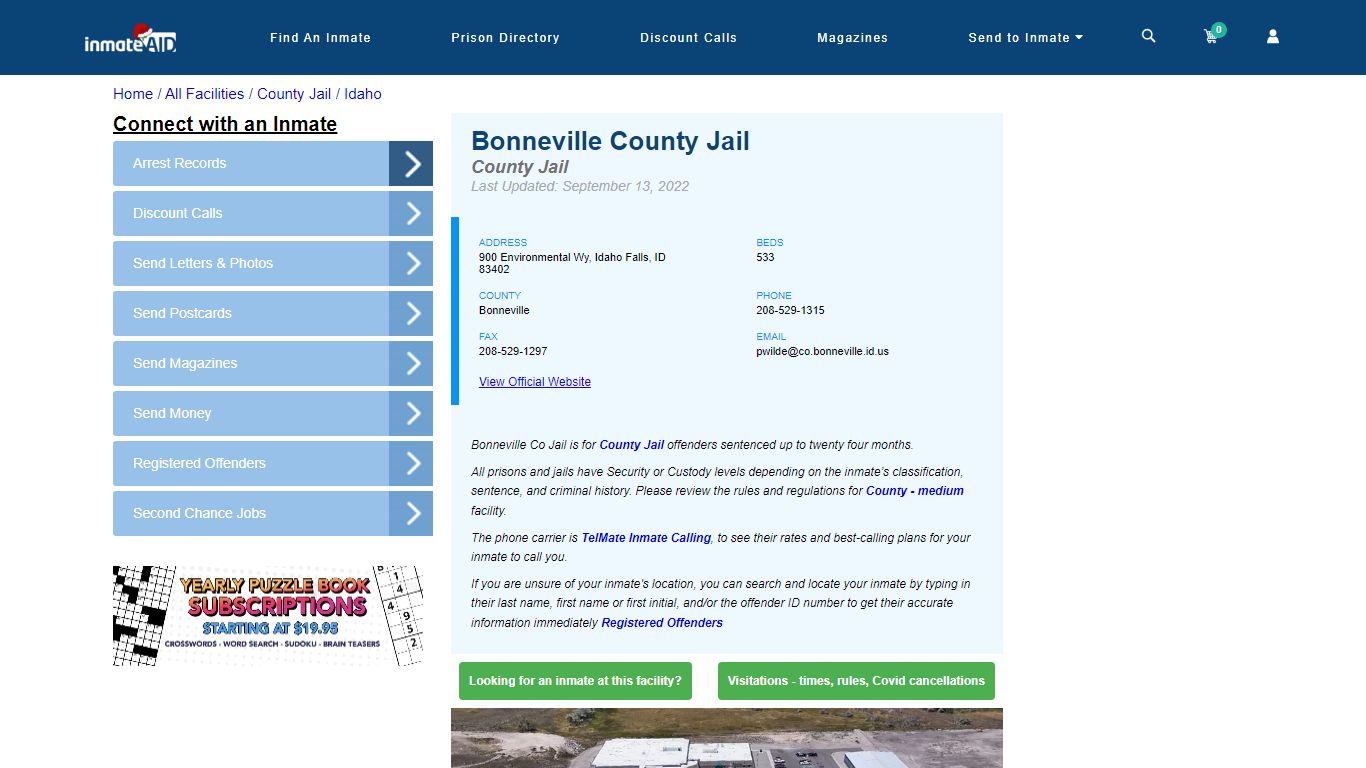 Bonneville County Jail - Inmate Locator - Idaho Falls, ID